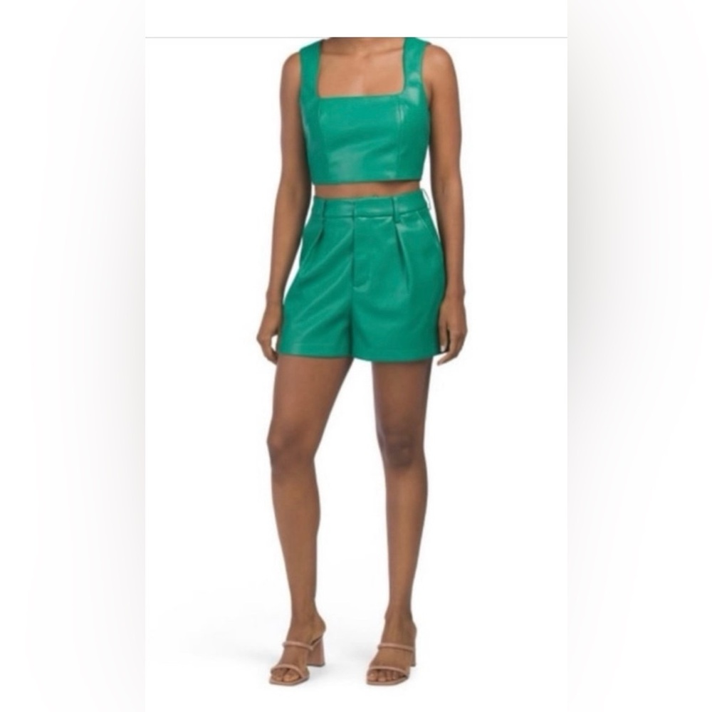 7 For Mankind Faux Leather Green Crop size large